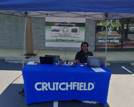 Crutchfield and 2nd Life trade-in event. On-the-spot trade-ins lead to more sales